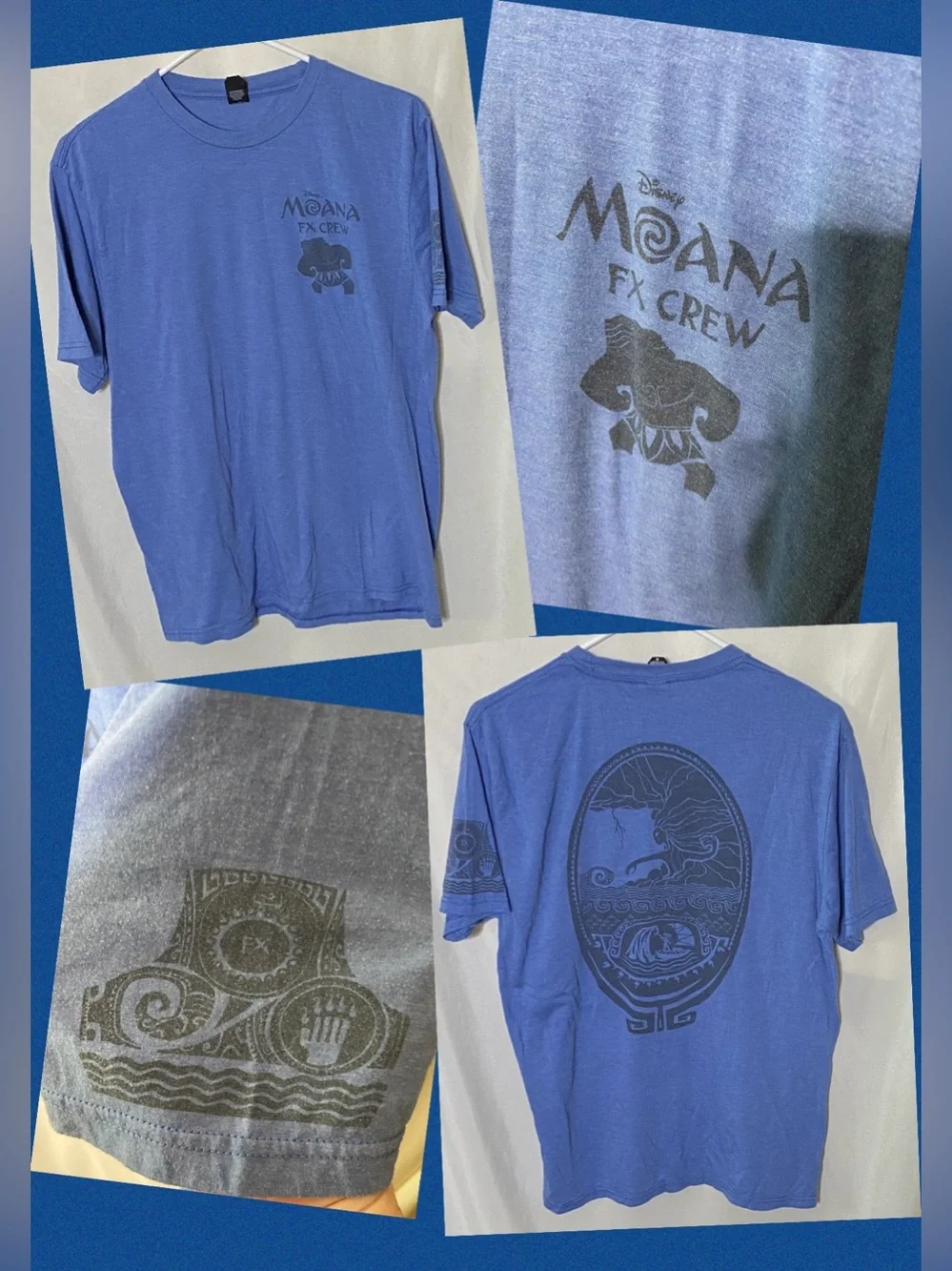 Rare Disney Moana FX (Effects) Crew Blue Unisex T-Shirt